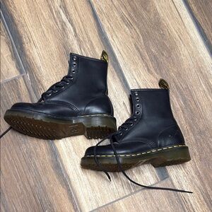 Dr. Martens Black Boots with Yellow Stitching